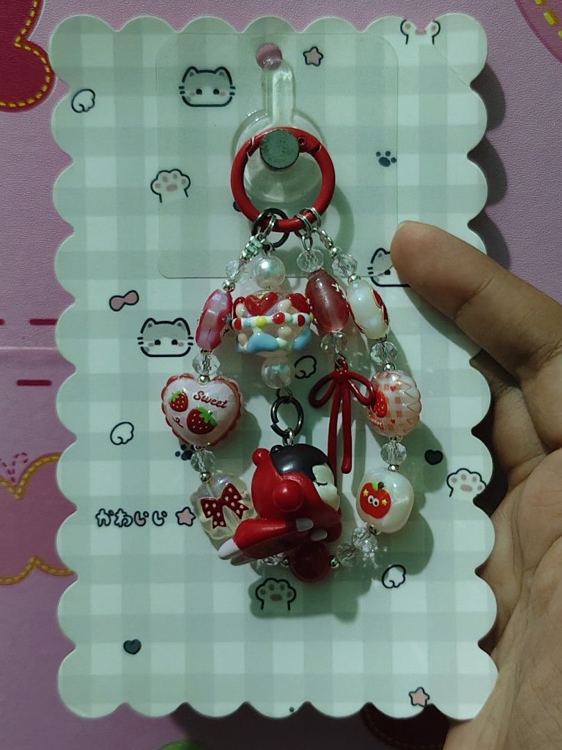 Skull Panda Keychain (Category: Charms) located in Rizal. Submitted by yves1211 (Listing ID 1468672369, Image 2). Description: - Adorable Skull Panda strawberry themed beaded keychain - Designed with hand painted pink, and red beads - Perfect for keys or as a stylish bag charm.