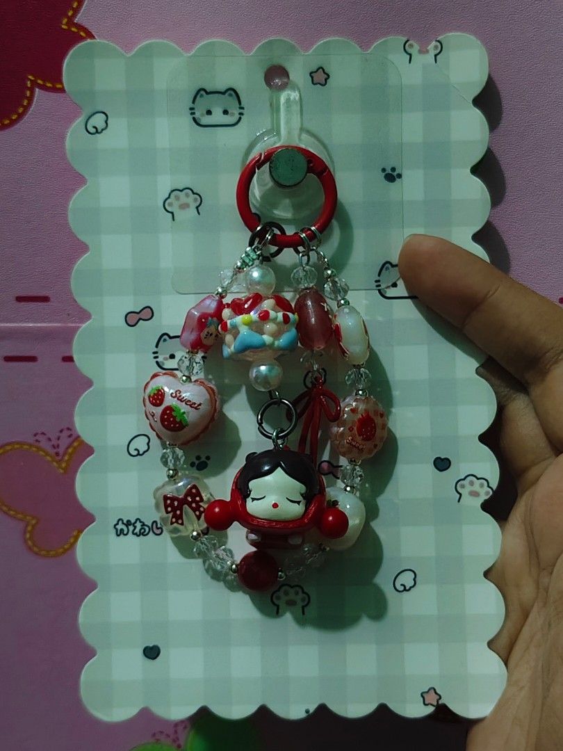 Skull Panda Keychain (Category: Charms) located in Rizal. Submitted by yves1211 (Listing ID 1468672369, Image 3). Description: - Adorable Skull Panda strawberry themed beaded keychain - Designed with hand painted pink, and red beads - Perfect for keys or as a stylish bag charm.