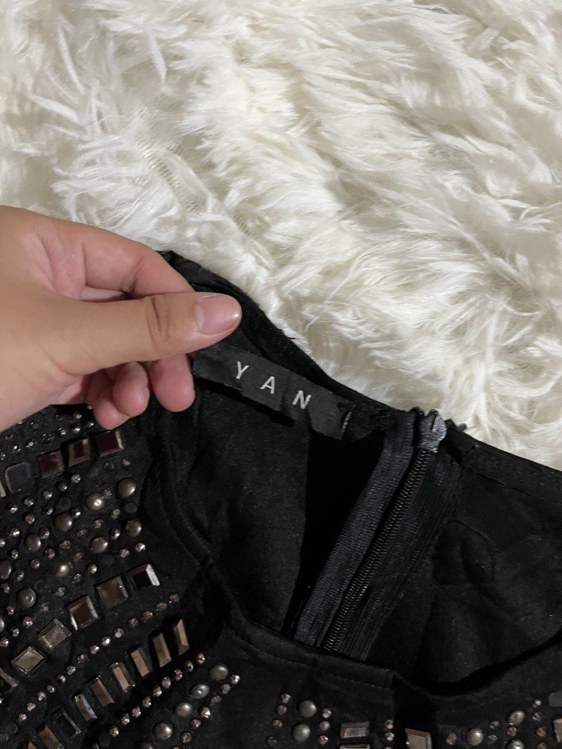 Sleeveless studded bodycon minidress (Category: Dresses) located in Puerto Princesa. Submitted by kaydeclutter16 (Listing ID 1468586247, Image 3). Description: A studded bodycon mini dress that is perfect for night out or parties✨.