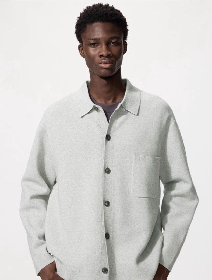 Small Uniqlo Ribbed Cardigan (Category: Coats, Jackets and Outerwear) located in Malabon City. Submitted by hanschannn (Listing ID 1468566714, Image 2). Description: Uniqlo Milano Ribbed Shirt Collar Cardigan 📌 Condition: Brand new, sinukat lang 🎨 Color: Light Gray 🏷️ Original Price: ₱2,490 Material: 39% Cotton 34% Polyester 27% Rayon (34% uses recycled polyester fiber) Side Pocket Fabric: 44% Cotton 27% Rayon 27% Polyester (27% uses recycled 