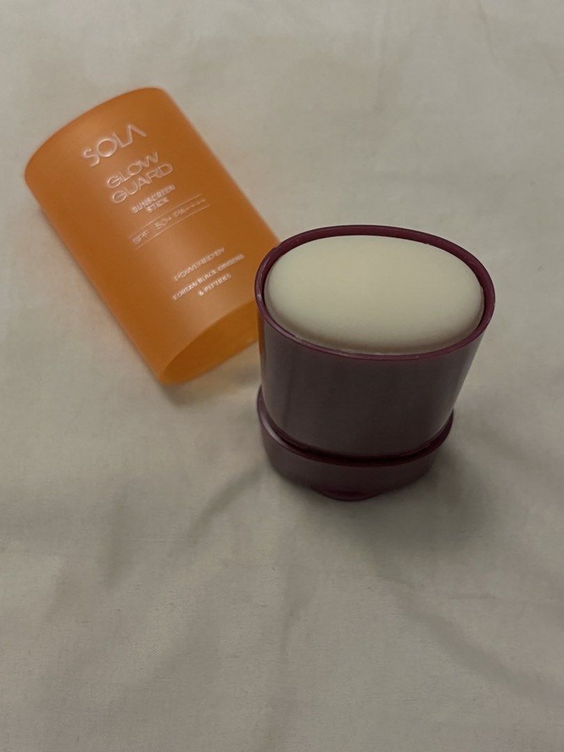 Sola Beauty Glow Guard Sunscreen Stick (Category: Face Care) located in Manila. Submitted by beautyarchives (Listing ID 1468560032, Image 2). Description: sola beauty glow guard sunscreen stick your everyday sun protection essential for a glowy, protected look • spf 50+ pa++++ broad spectrum uv protection • infused with korean black ginseng and nourishing peptides • convenient twist up format for easy application • trendy purple and orange packag
