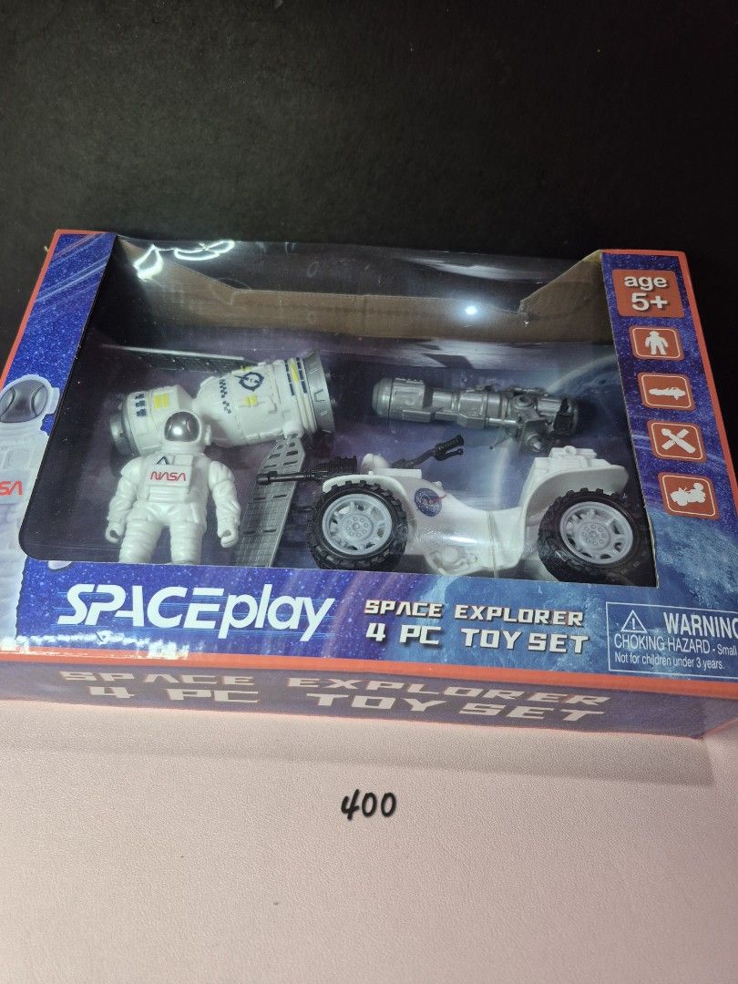 Spaceplay Space Explorer 4 PC Toy Set (Category: Kids Toys) located in Alburquerque. Submitted by magicalbeauty0101 (Listing ID 1468516835, Image 1). Description: Condition: MIB >>>400 only<<< What you see is what you get. Expect minimal flaws or scratches Please send a message for price inquiries or offers. Shipments will be booked after payment; your order will be sent out the following day. NO COD (Cash on Delivery) - Payment must be made firs