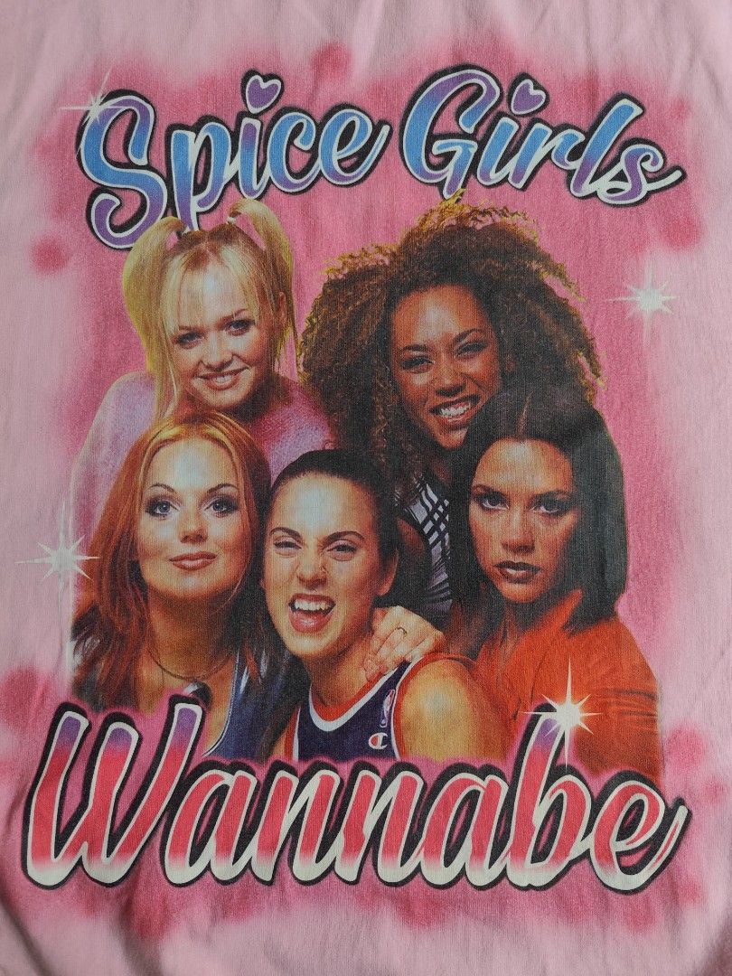 Spice girls (Category: Tshirts & Polo Shirts ) located in Kabacan. Submitted by thriftpingts (Listing ID 1468515963, Image 3). Description: Spice girls wannabe (XL on tag) Condition: 9.8/10 Color rate : 9.8/10 W: 24 L: 31 Washtags: ✅ Issue: X.