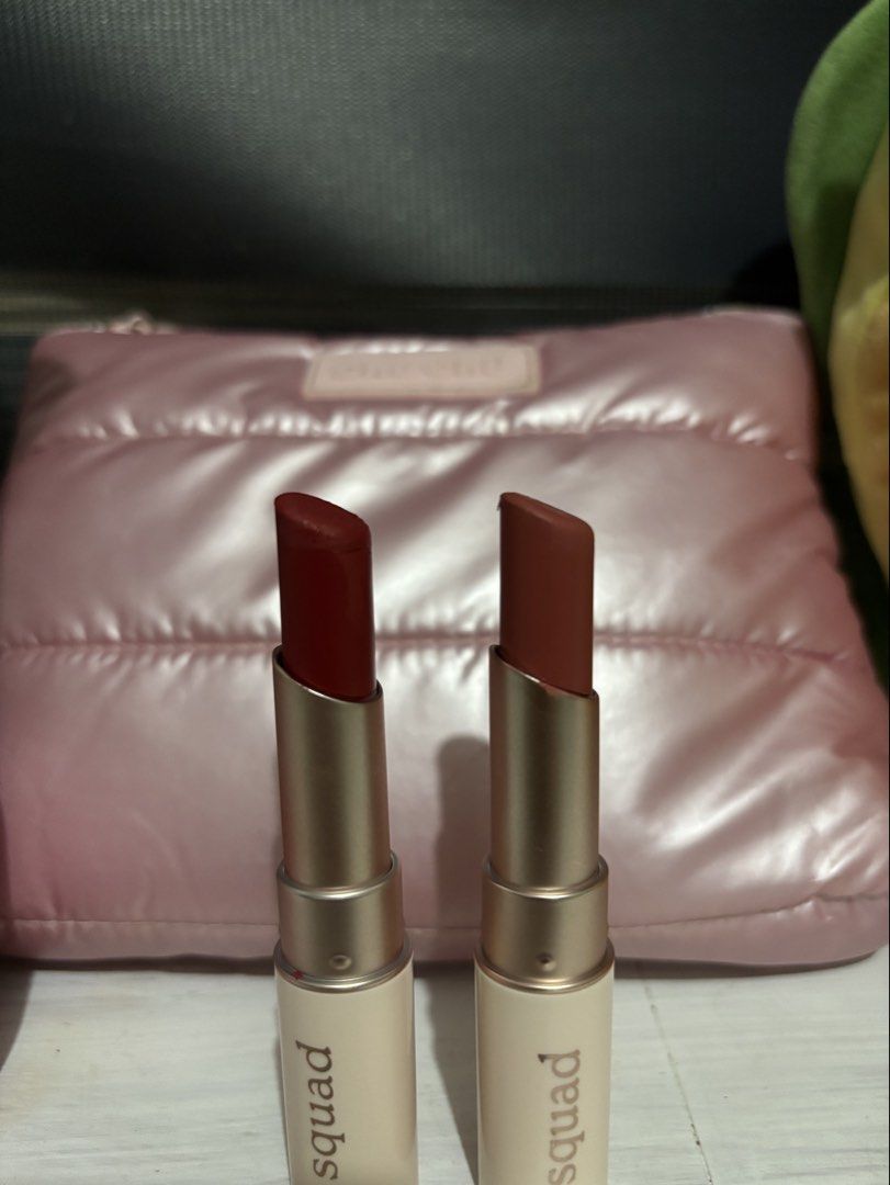 squad b1t1 mellow matte (Category: Makeup) located in Manila. Submitted by iyahpreloved_ (Listing ID 1468690340, Image 3). Description: used once ! shade: peaches (soft peach) scarlet (bright red) if one shade only ₱150! .