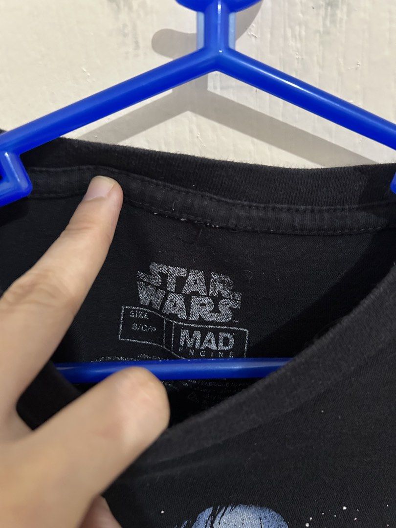 Star Wars Mad Engine Black Graphic T-Shirt (Category: Tshirts & Polo Shirts ) located in Roxas City. Submitted by preloved_by_workingstudent (Listing ID 1468536482, Image 2). Description: HEARING OFFERS! - Brand: Mad Engine - Design: Star Wars graphic tee featuring Boba Fett, Yoda, and Japanese text on the front - Back: Plain black - Color: Black - W: 17 - L: 25 - Size: Small - Condition: Excellent / Pre-loved.