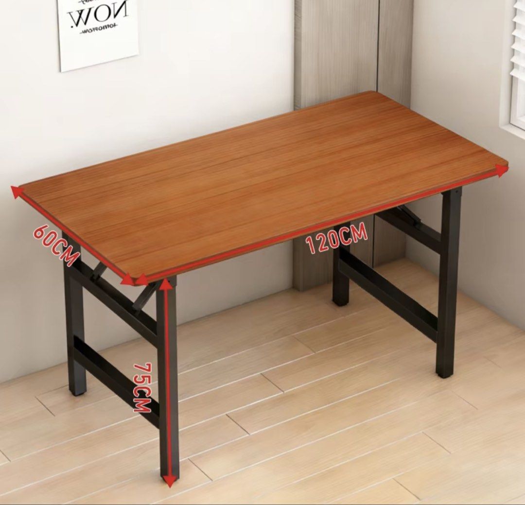 Study/Work Table (Category: Tables & Sets) located in Manila. Submitted by bbingsulover (Listing ID 1468552216, Image 1). Description: ₱500 (still negotiable!) - Wooden study desk with durable black metal folding legs - Sturdy build that folds completely flat for easy storage - Ideal for work from home (WFH), studying, or crafting - Clean surface with minor wear from normal use .