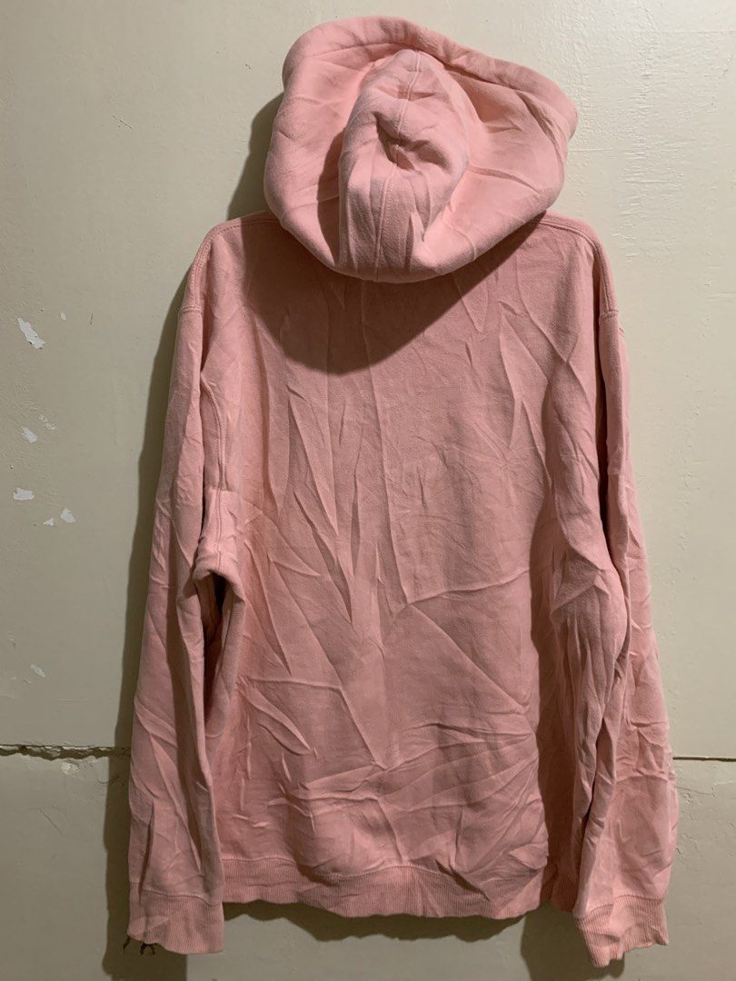 Stussy Pink Hoodie (Category: Coats, Jackets and Outerwear) located in Marawi City. Submitted by biidnillah (Listing ID 1468603540, Image 2). Description: Pink Stussy hoodie in size large. Classic pullover style with front pocket, adjustable drawstring hood, and signature embroidered logo across the chest. Made from an 80 percent cotton and 20 percent polyester blend. Made in China. Style number 118251, PO number 45414-00. Casual streetwear stapl