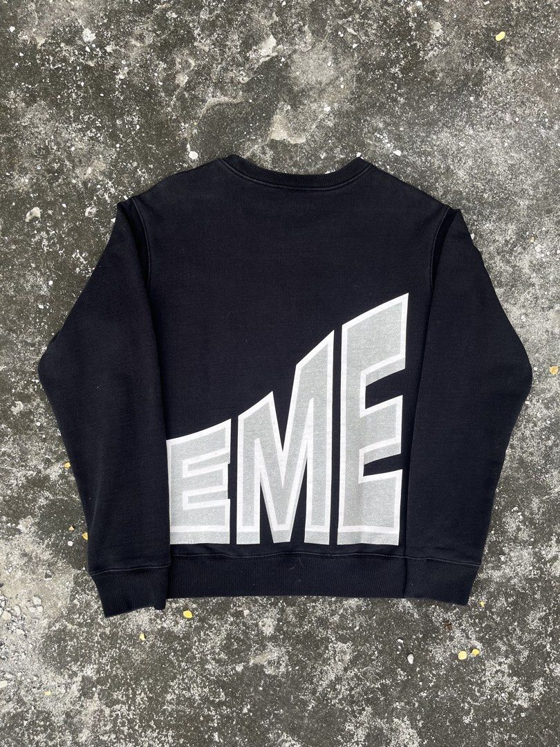 Supreme Side Arc Crewneck (Category: Coats, Jackets and Outerwear) located in Taguig. Submitted by rafaeljohnmangi (Listing ID 1468619120, Image 2). Description: Supreme Side Arc Crewneck 22 x 26.5 Medium - Large Color rate: 9.5/10 Issue: minimal hairlines.