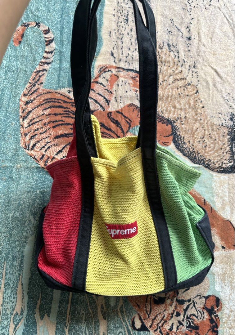 Supreme SS21 string tote bag multicolor (Category: Luxury Bags & Wallets) located in Los Banos. Submitted by streetwear.collections (Listing ID 1468641556, Image 3). Description: Supreme SS21 string tote bag multicolor Very good condish Php 4000 Thanks!.