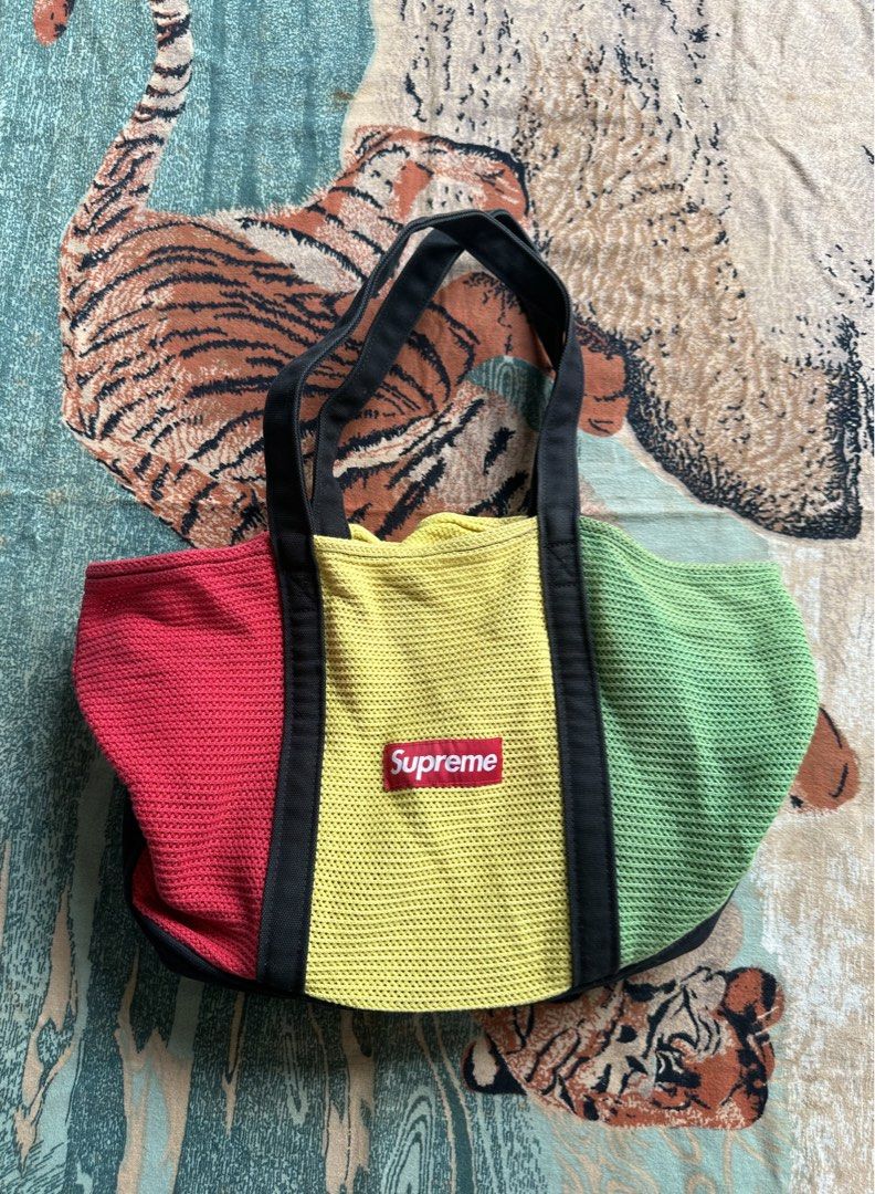 Supreme SS21 string tote bag multicolor (Category: Luxury Bags & Wallets) located in Los Banos. Submitted by streetwear.collections (Listing ID 1468641556, Image 1). Description: Supreme SS21 string tote bag multicolor Very good condish Php 4000 Thanks!.