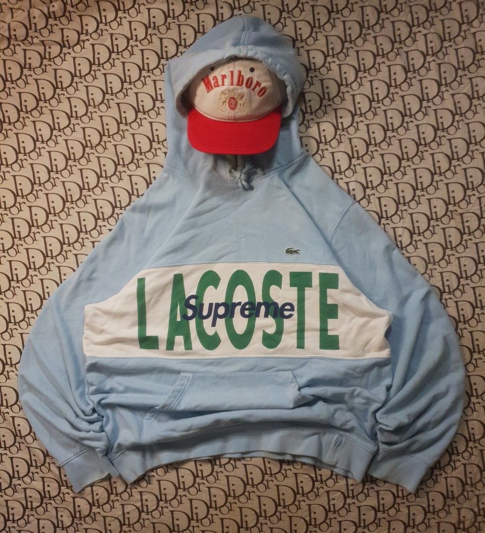 Supreme x Lacoste hoodie (Category: Coats, Jackets and Outerwear) located in San Fernando. Submitted by retro.district. (Listing ID 1468708949, Image 1). Description: - Supreme x Lacoste Hoodie - Size: XL (26x29) - Condition: Excellent - No issue - Color Rate: 9.5/10 - Need 1 more deep wash.