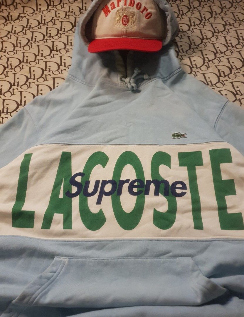 Supreme x Lacoste hoodie (Category: Coats, Jackets and Outerwear) located in San Fernando. Submitted by retro.district. (Listing ID 1468708949, Image 2). Description: - Supreme x Lacoste Hoodie - Size: XL (26x29) - Condition: Excellent - No issue - Color Rate: 9.5/10 - Need 1 more deep wash.