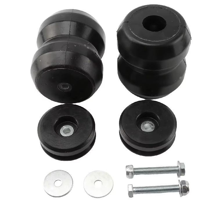 Suspension Bump Stops Kit with Hardware (Category: Suspension Parts and Accessories) located in Bulacan. Submitted by blithecamp40 (Listing ID 1468679300, Image 1). Description: - Heavy-duty black rubber bump stops - Complete with mounting brackets, bolts, and washers - Ideal for vehicle suspension setups - Ready for quick and easy installation - Includes all hardware as pictured.