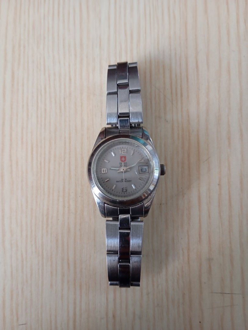 Swiss army Quartz (Category: Women's Watches) located in Las Pinas. Submitted by quick_deals_great_finds2 (Listing ID 1468531641, Image 2). Description: Original good working condition Quartz with battery 25mm small fits wrist 6.8 inches.