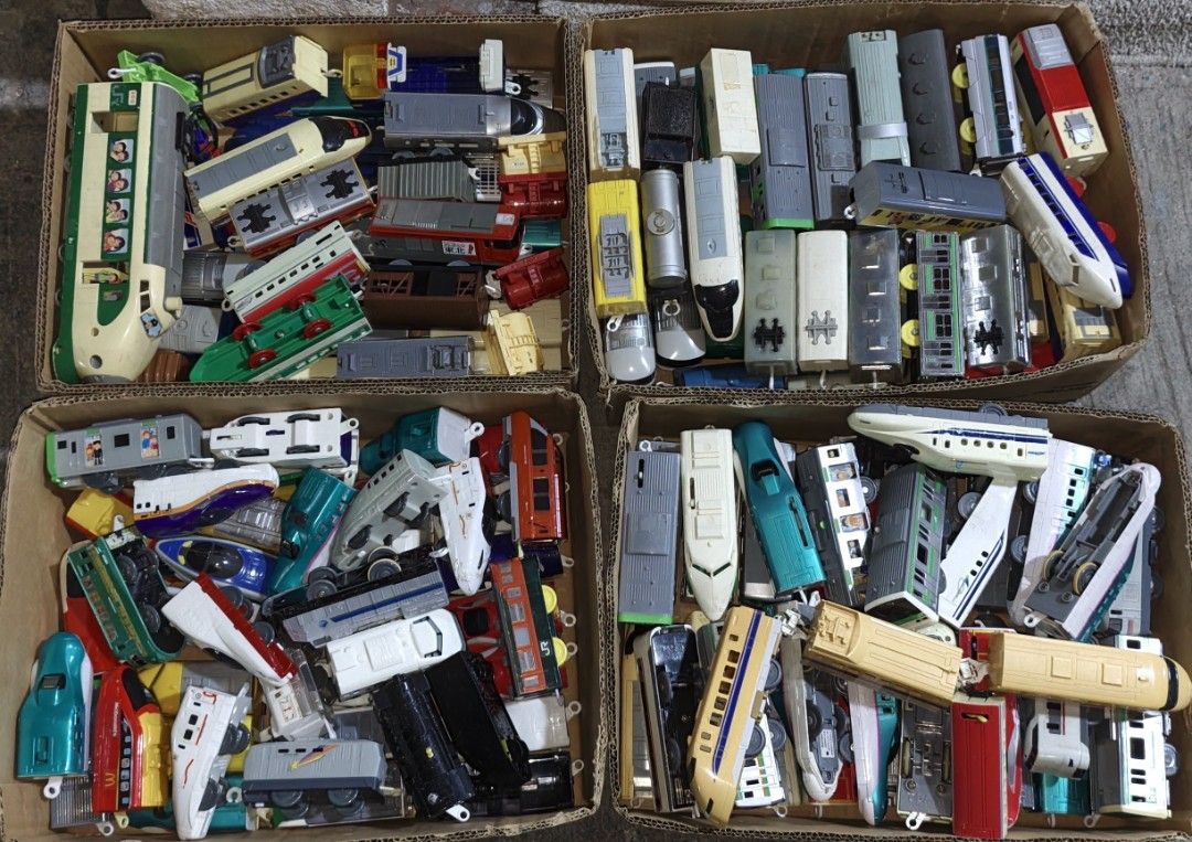 Takara Tomy Plarail Toy Train Lot Assorted Models (Category: Vehicle & Diecast Models) located in San Pedro. Submitted by toydibz (Listing ID 1468534825, Image 1). Description: - Huge bundle of Plarail toy train cars, engines, and carriages - Mixed variety featuring bullet trains, commuter trains, freight cars, and locomotives - Colorful assortment including green, white, red, blue, and yellow - Ideal for expanding existing train track setups or 
