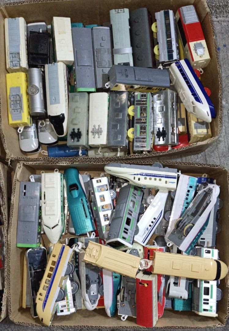 Takara Tomy Plarail Toy Train Lot Assorted Models (Category: Vehicle & Diecast Models) located in San Pedro. Submitted by toydibz (Listing ID 1468534825, Image 3). Description: - Huge bundle of Plarail toy train cars, engines, and carriages - Mixed variety featuring bullet trains, commuter trains, freight cars, and locomotives - Colorful assortment including green, white, red, blue, and yellow - Ideal for expanding existing train track setups or 