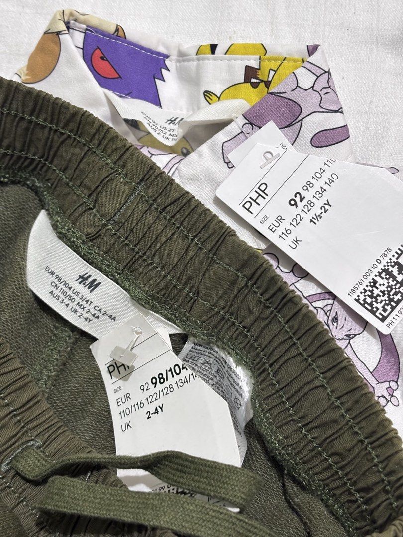 TAKE ALL (Category: Babies & Kids Fashion) located in Pagsanjan. Submitted by jecay00 (Listing ID 1468597208, Image 3). Description: - Brand new with tags attached, never worn - Includes a fun Pokémon print button-up shirt - Paired with comfortable olive green H&M shorts - Adjustable drawstring waist for easy fitting - Perfect ready-to-wear outfit for toddlers.