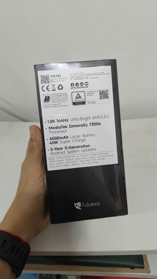 Tecno Camon Slim 5G Smartphone (Category: Android Others) located in Marikina City. Submitted by namocats (Listing ID 1468543726, Image 2). Description: 🔥 FOR SALE: Brand New, Factory Sealed TECNO Camon Slim 5G (128GB) - 100% Authentic! 🔥 I have 3 units available for sale. All are completely untouched, unopened, and still wrapped in their original factory plastic. Perfect for gifts, personal use, or reselling! Huge savings compared to buying at
