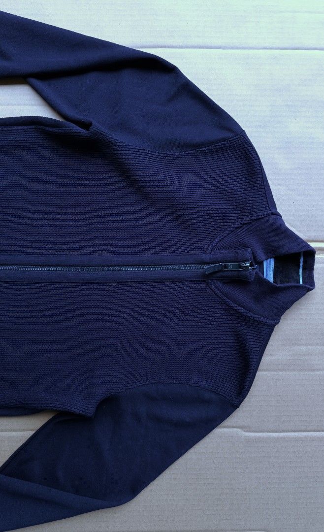 Ted Baker Navy Blue Ribbed Design Full Zip Jacket (Category: Coats, Jackets and Outerwear) located in Bacoor. Submitted by nineties_kid (Listing ID 1468589769, Image 3). Description: <==• Ted Baker Navy Blue Ribbed Design Full Zip Jacket Size: Small Shoulder width: 16 inches Sleeve length: 25.5 inches Jacket width: 19 inches (Armpit-Armpit) Jacket length: 29.5 inches _________________________ -Modes Of Delivery: J&T/Lalamove/ LBC (Cash on Pick-up