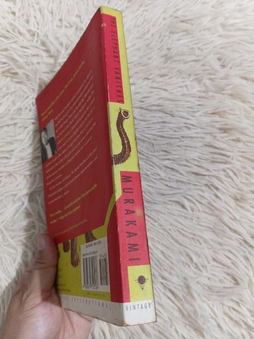 The Elephant Vanishes by Haruki Murakami paperback (Category: Storybooks) located in Cavite. Submitted by nathstelein_finds (Listing ID 1468654054, Image 3). Description: - Title: Short Stories by Haruki Murakami - Edition: Vintage International (Paperback) - Translators: Alfred Birnbaum and Jay Rubin - Condition: Pages and edges show tanning and shelf wear from reading and age - Binding: Spine is fully intact.