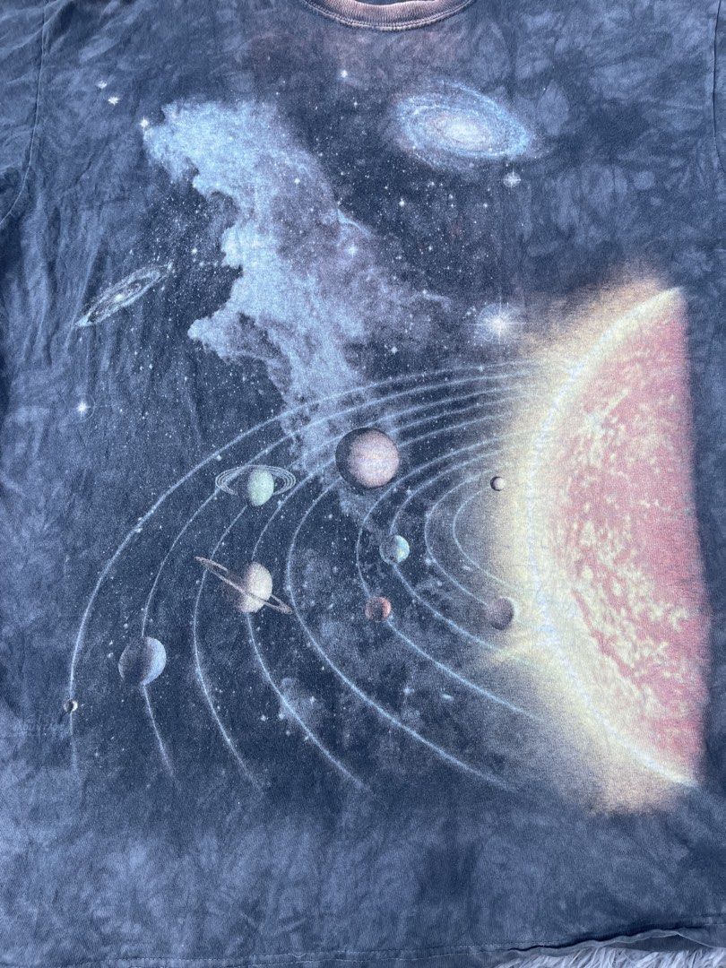 The mountain galaxy (Category: Tshirts & Polo Shirts ) located in San Jacinto. Submitted by clothcartelph (Listing ID 1468564751, Image 2). Description: THE MOUNTAIN SIZE: LARGE DIMES: 22/30 WIDTH: 22 LENGTH: 30 ISSUE: neck got bleached out COLOR RATE: 8.8/10 CONDITION: VERY GOOD CONDITION .