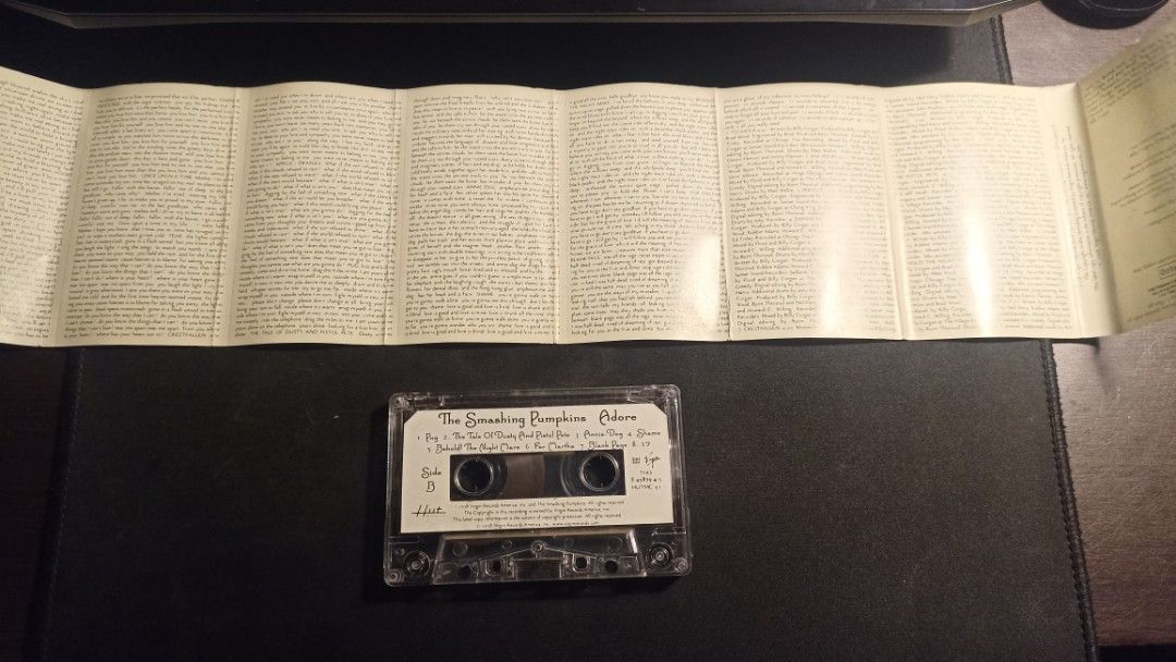 The Smashing Pumpkins - 'Adore' Cassette Tape (Category: CDs & DVDs) located in Las Pinas. Submitted by kanzakiro (Listing ID 1468656359, Image 3). Description: Condition: - Inlay: EX | Tape: VG++ - No molds - Fully tested and play well on both sides - Cases are not graded and may have cracks, scratches, or signs of aging No to COD / COP No reservation and first to pay basis. Loc: Las Piñas City, Metro Manila MOD: Grab / Lalamove / LBC and J&T MO