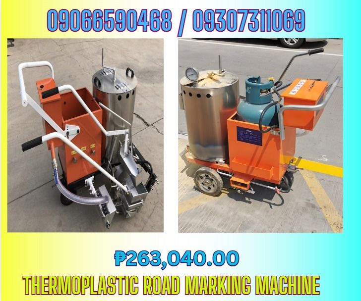 Thermoplastic Road Marking Machine Model: GZD-03 (Category: Looking For) located in Aroroy. Submitted by 09307311069 (Listing ID 1468552334, Image 1). Description: Thermoplastic Road Marking Machine Model: GZD-03 Power Source: Liquefied Petroleum Gas (LPG) Coating Thickness: 1–3 mm Hopper: 200L Glass Bead Dispenser: Automatic glass bead spreader Wheels: High-temperature resistant soft rubber wheels Material Tank: Full stainless steel, capacity ≥1