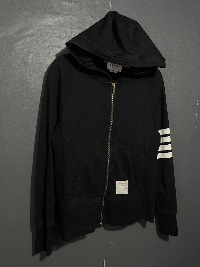 Thom Browne 4-Lined Zip-Up Hoodie Jacket (Category: Luxury Apparel) located in Manila. Submitted by claii_collection (Listing ID 1468534086, Image 1). Description: Thom Browne 4-Lined Zip-Up Hoodie Jacket - 20x26 - Excellent Condition - Complete tags and washtags.
