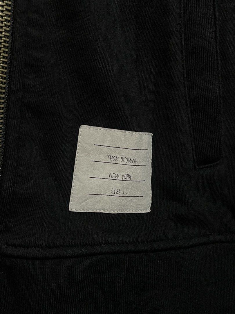 Thom Browne 4-Lined Zip-Up Hoodie Jacket (Category: Luxury Apparel) located in Manila. Submitted by claii_collection (Listing ID 1468534086, Image 3). Description: Thom Browne 4-Lined Zip-Up Hoodie Jacket - 20x26 - Excellent Condition - Complete tags and washtags.