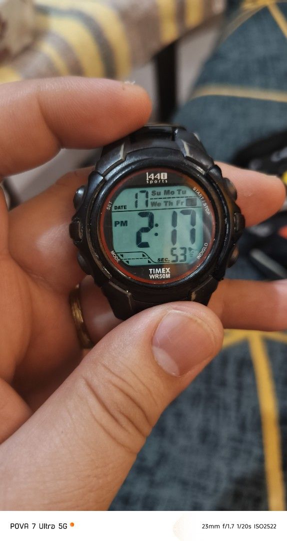 Time 1440 Sports digital (Category: Women's Watches) located in Quezon City. Submitted by junseller18 (Listing ID 1468552915, Image 1). Description: newly replaced battery (sept 2026) unisex - Brand/Model: Timex 1440 Sports Digital Watch original - Color: Black - Water Resistance: 50M (WR50M) Steel Back - Features: Clear digital time and date display - Condition: Pre-owned, well-maintained, working condition - Battery Type: CR2016 - Meetup Locati