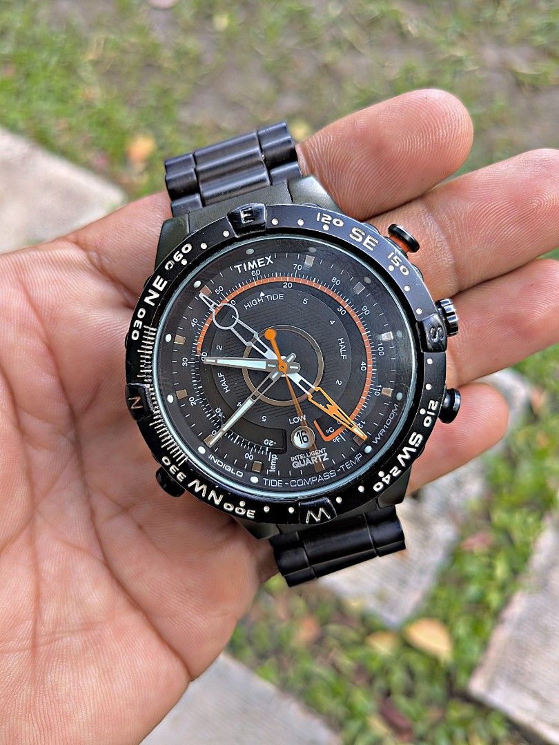 Timex Intelligent Quartz Tide Temperature Compass (Category: Men's Watches) located in Cebu City. Submitted by WangChoi (Listing ID 1468553248, Image 2). Description: Original Timex Intelligent Quartz Tide Temp Compass All buttons are working properly It might have a few signs of wear, like light scratches or tarnishing Dm me for more info!.