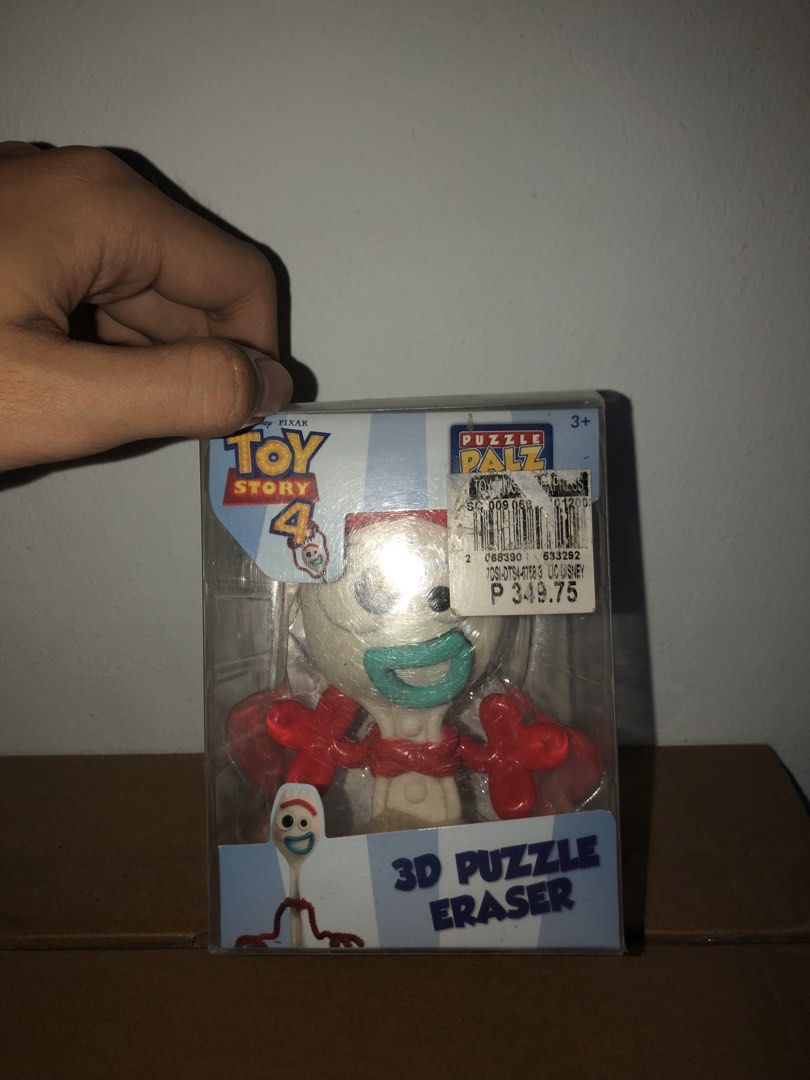 Toy Story 4 Forky 3D Puzzle Eraser (Category: Designer & Blind Box Toys) located in Angeles City. Submitted by bratzdylan (Listing ID 1468642600, Image 2). Description: - Character: Forky from Toy Story 4 - Brand: Puzzle Palz - Condition: Brand new, still inside original clear plastic packaging with price tag attached - Features: Fun 3D puzzle eraser - Perfect for: Collectors, desk accessories, and stationery fans.