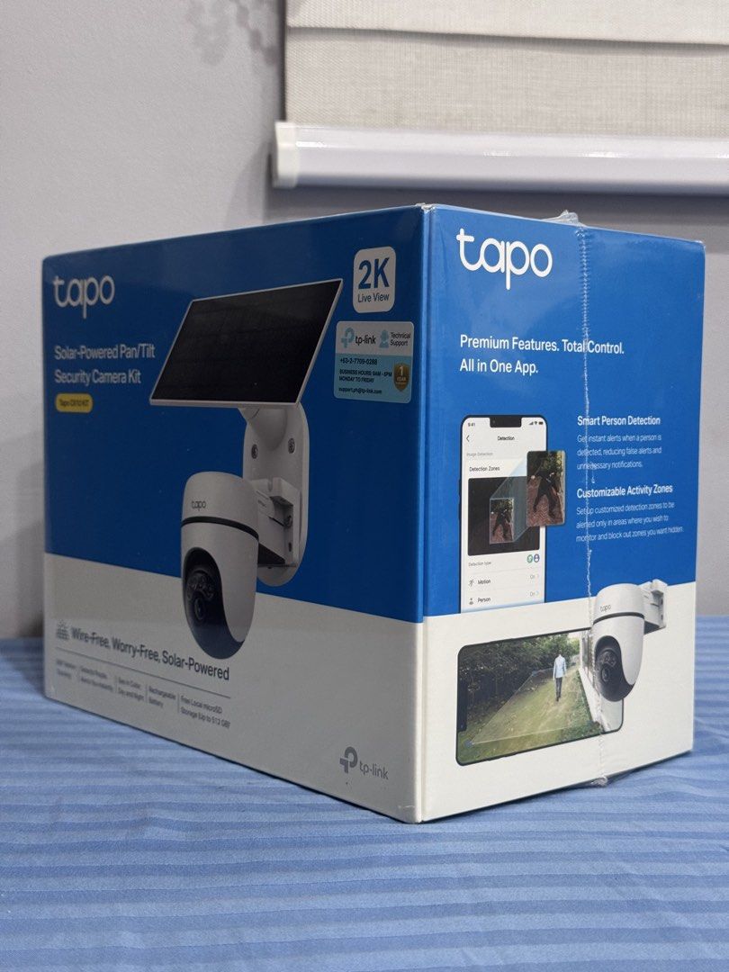 TP-Link Tapo C610 KIT Solar-Powered Pan/Tilt Security Camera (Category: Security Systems & CCTV Cameras) located in Manila. Submitted by altabl123 (Listing ID 1468515477, Image 2). Description: - Brand new & factory sealed in original box - 2K Live View with 360° pan & tilt coverage - 100% wire-free with rechargeable battery & high-efficiency solar panel - Color night vision & smart person detection - Two-way audio and IP65 weatherproof rating - 
