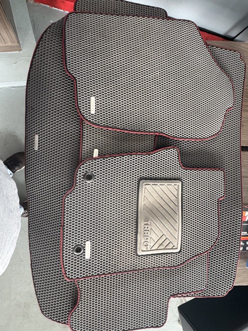 Trapo Hex Car Floor Mats Grey with Red Trim, Car Accessories, Interior ...