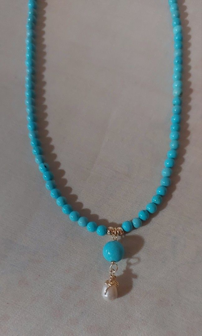 Turquoise Necklace (Category: Necklaces) located in Gapan. Submitted by purseofjune (Listing ID 1468588481, Image 2). Description: 16"+2" gold filled extension chain open for customization, just send me your preferred design and i'll make it for you..