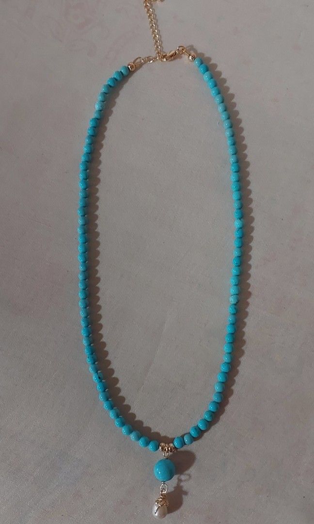 Turquoise Necklace (Category: Necklaces) located in Gapan. Submitted by purseofjune (Listing ID 1468588481, Image 1). Description: 16"+2" gold filled extension chain open for customization, just send me your preferred design and i'll make it for you..