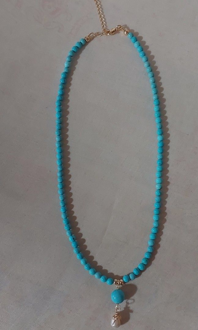 Turquoise Necklace (Category: Necklaces) located in Gapan. Submitted by purseofjune (Listing ID 1468588481, Image 3). Description: 16"+2" gold filled extension chain open for customization, just send me your preferred design and i'll make it for you..