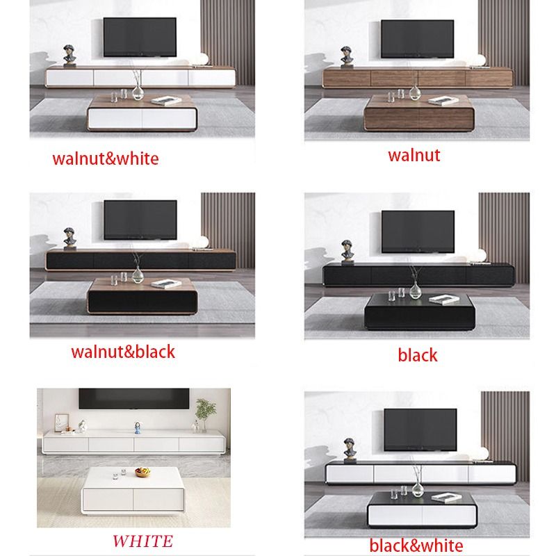 TV Cabinet Rounded Walnut Drawer cabinet Minimally Light Luxury ...