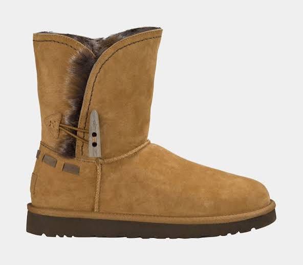 Ugg water resistant 2 way style Meadow Chestnut Boots (Category: Boots) located in Quezon City. Submitted by dropdeadprices (Listing ID 1468595708, Image 3). Description: Ugg Meadow boots in chestnut brown suede. Mid-calf height with a toggle button closure on the side. Fluffy exposed shearling lining inside and around the top collar. Flat rubber soles. Genuine sheepskin material. This stunner can be worn up to show off its distressed wooden togg