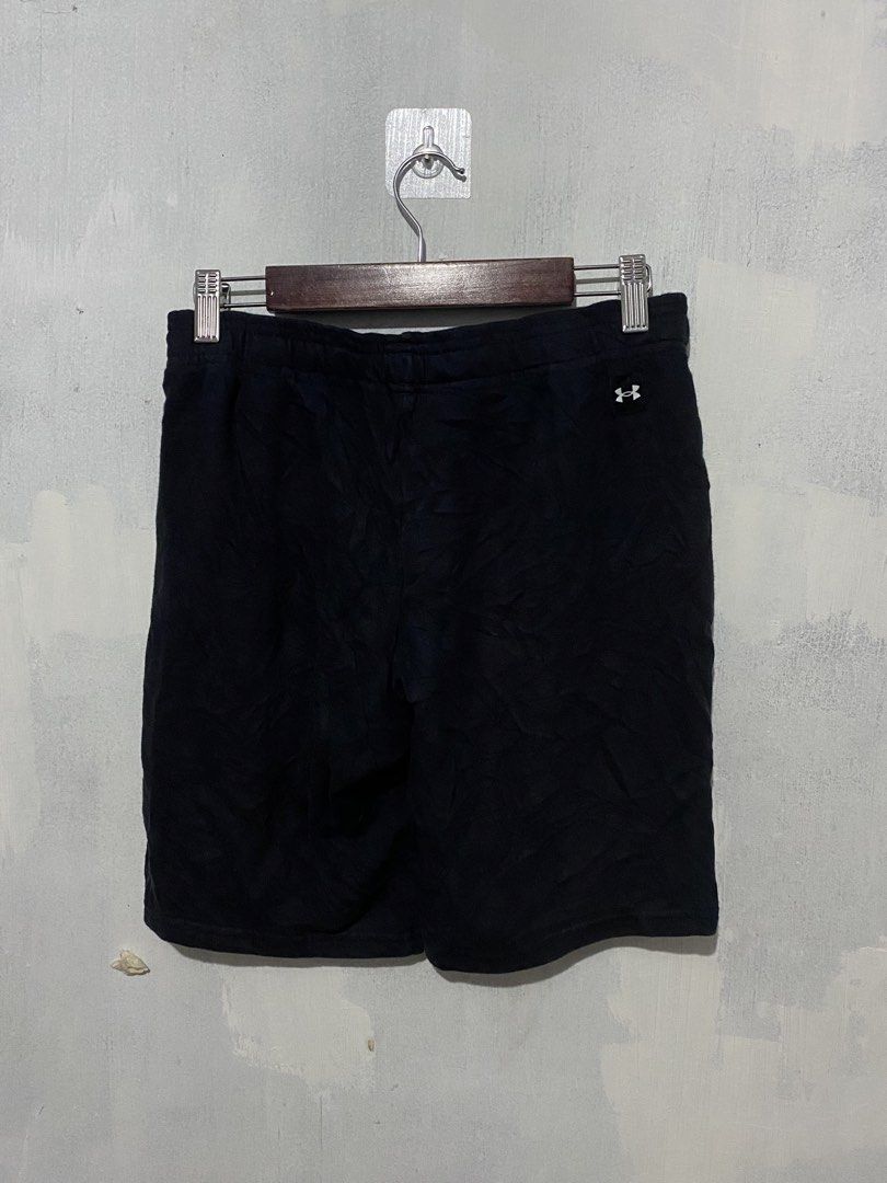 Under Armour Project Rock Sweatshort (Category: Activewear) located in Bulacan. Submitted by _myarchive (Listing ID 1468639252, Image 2). Description: Large yourh Waist 26-30 lwngth 17 uneven fade sa hita goodcondi needwash fresh from bale may guhit na dumi sa design pero walang sira .