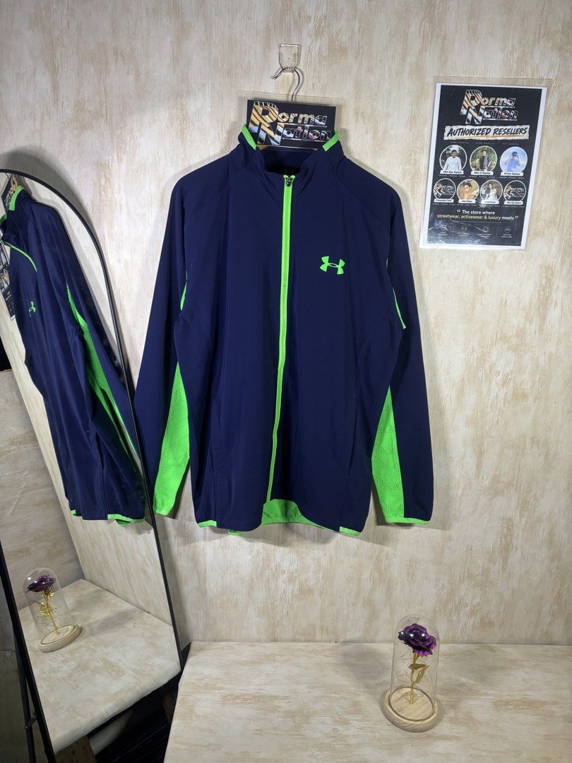 UNDER ARMOUR TRACK JACKET (Category: Coats, Jackets and Outerwear) located in Cabuyao City. Submitted by pormanation-thrift-store (Listing ID 1468605481, Image 1). Description: UNDER ARMOUR TRACK JACKET Condition: LIKE NEW Color rate: 10/10 (PWEDE SA MASELAN) Size: XL (ASIAN) Dimes: 22.5”Wx28.5”L Issue: NONE‼️ Price: 1500.