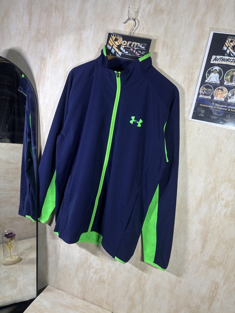 UNDER ARMOUR TRACK JACKET (Category: Coats, Jackets and Outerwear) located in Cabuyao City. Submitted by pormanation-thrift-store (Listing ID 1468605481, Image 2). Description: UNDER ARMOUR TRACK JACKET Condition: LIKE NEW Color rate: 10/10 (PWEDE SA MASELAN) Size: XL (ASIAN) Dimes: 22.5”Wx28.5”L Issue: NONE‼️ Price: 1500.