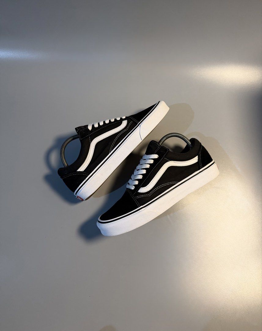 Vans Old Skool Black White OG Suede US 8 (Category: Sneakers) located in Quezon City. Submitted by markieexp (Listing ID 1468663516, Image 1). Description: - Brand/Model: Classic Vans Old Skool - Colorway: Black and White - Size: Men's US 8 / UK 7 / EUR 40.5 / Women's US 9.5 - Material: Durable canvas and suede upper with white vulcanized rubber sole - Condition: Clean, with white laces intact and original heel patches on back soles - Style: Icon