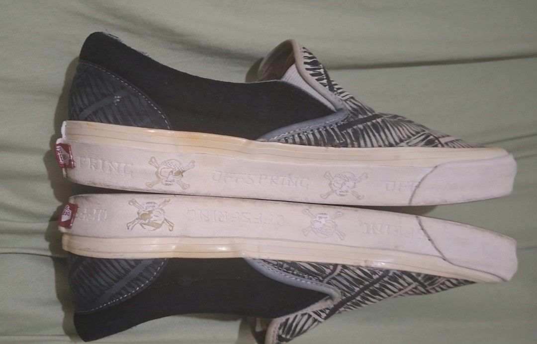 Vans x Offspring Herringbone Slip-On (Category: Sneakers) located in Manila. Submitted by sneakiszh (Listing ID 1468675937, Image 2). Description: This is a rare piece. As far as I know you can no longer buy this. it's just up to you to restore it. I bought this way back 2023 from a reseller for 8k if I'm remembering correctly. - Model: Vans Offspring Slip-On (Black/White Bone) - Size: US Men's 10 / EU 43 - Offspring text and pirate graphics - In