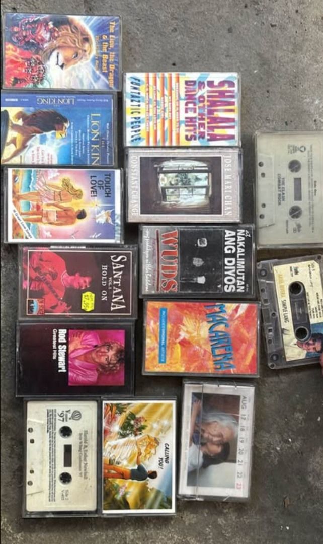 Vintage Cassette Tapes (Category: Vintage Collectibles) located in Caloocan City. Submitted by boldcrystal.64c51d (Listing ID 1468693639, Image 2). Description: Titles: WUDS – At Nakalimutan Ang Diyos (Rare OPM Punk Rock) The Clash – Combat Rock Jose Mari Chan – Constant Change Santana – Hold On Vol. 2 Rod Stewart – Greatest Hits Walt Disney’s The Lion King – Original Motion Picture Soundtrack The Lion, the Dragon & the Beast (Audiobook/Radio Dra