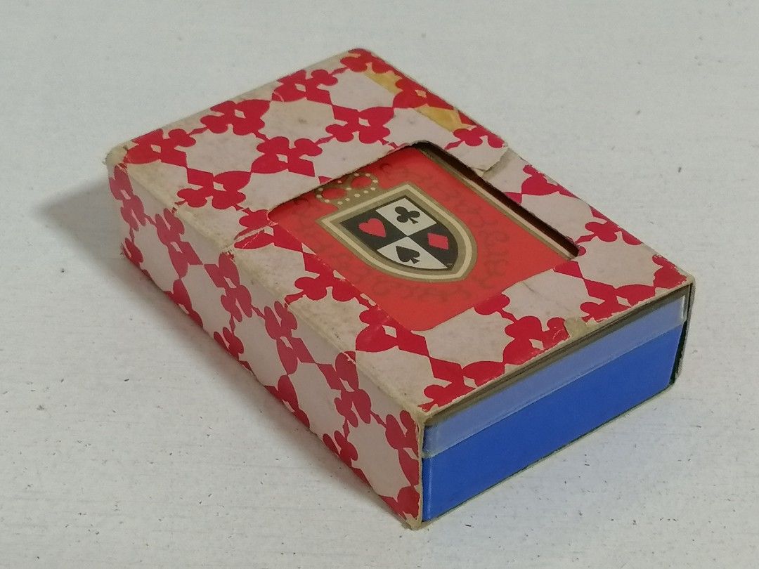 Vintage Central Heraldic Design Mini Playing Cards (Category: Vintage Collectibles) located in San Mateo. Submitted by arrowscrap_delight (Listing ID 1468548550, Image 1). Description: Vintage Central Heraldic Design Mini Playing Cards Good Condition Paper Material Complete Set ,52pcs + 2 Jokers + 2 Blanks Japan Length : 7.5cm (2.95") Width : 4.75cm (1.87") Issues : Yellowish on Cards and Damage Slip Case 180 + SF.
