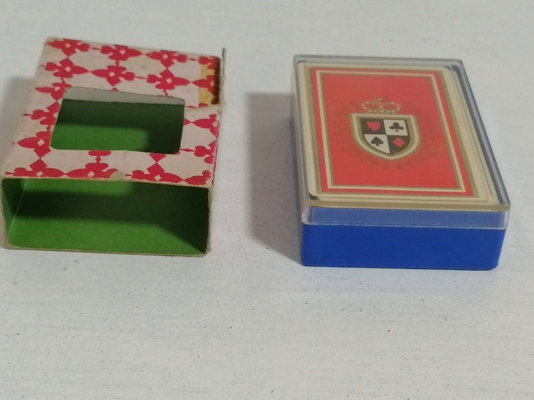 Vintage Central Heraldic Design Mini Playing Cards (Category: Vintage Collectibles) located in San Mateo. Submitted by arrowscrap_delight (Listing ID 1468548550, Image 3). Description: Vintage Central Heraldic Design Mini Playing Cards Good Condition Paper Material Complete Set ,52pcs + 2 Jokers + 2 Blanks Japan Length : 7.5cm (2.95") Width : 4.75cm (1.87") Issues : Yellowish on Cards and Damage Slip Case 180 + SF.