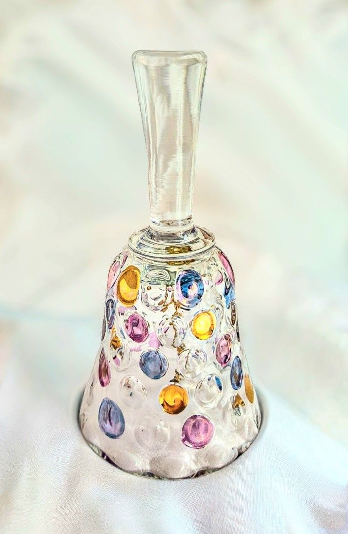 Vintage Czech Nemo Glass Bell (Category: Vintage Collectibles) located in Makati City. Submitted by maydeleo1 (Listing ID 1468507545, Image 1). Description: Vintage 1960s "Nemo" Czech Art Glass Bell Price: ₱2,200 Description: Rare and highly collectible 60s optical art glass bell This is an authentic "Nemo" pattern glass bell designed by glass artist Max Kannegiesser for Borske Sklo Czechoslovakia. Features beautiful, hand-applied colorful polka 