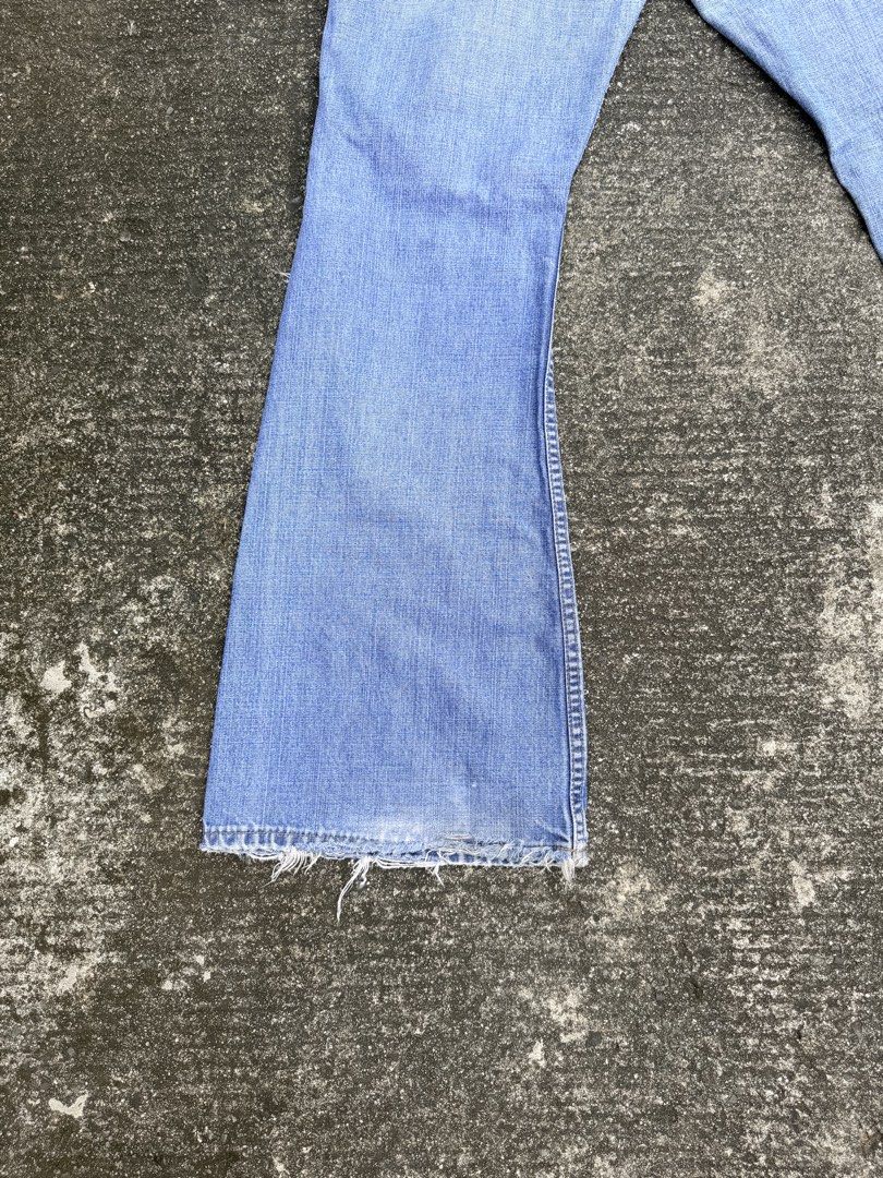 Vintage Distressed Wide Flared Jeans (Category: Jeans) located in Caloocan City. Submitted by __archived (Listing ID 1468504165, Image 2). Description: Waist: 32” Length: 40.5” Leg opening: 11” - huge leg op.