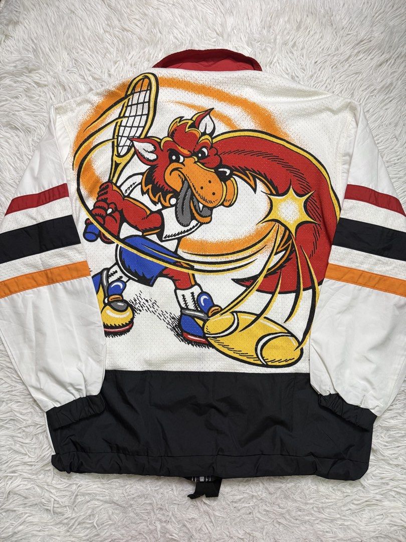 Vintage ellesse (Category: Coats, Jackets and Outerwear) located in Baguio. Submitted by sellingtonshop (Listing ID 1468524186, Image 2). Description: t13. Vintage Ellesse tricolor jacket *massive wolf playing tennis logo at the back Size: L on tag fits XL Dimes: 31*26 Condition: good as new Issue: none Mine: 980 Steal: 1080 Grab: 1180.